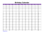 Free Printable Birthday Calendar PDF Templates