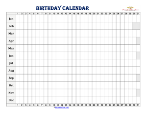 Free Printable Birthday Calendar PDF Templates