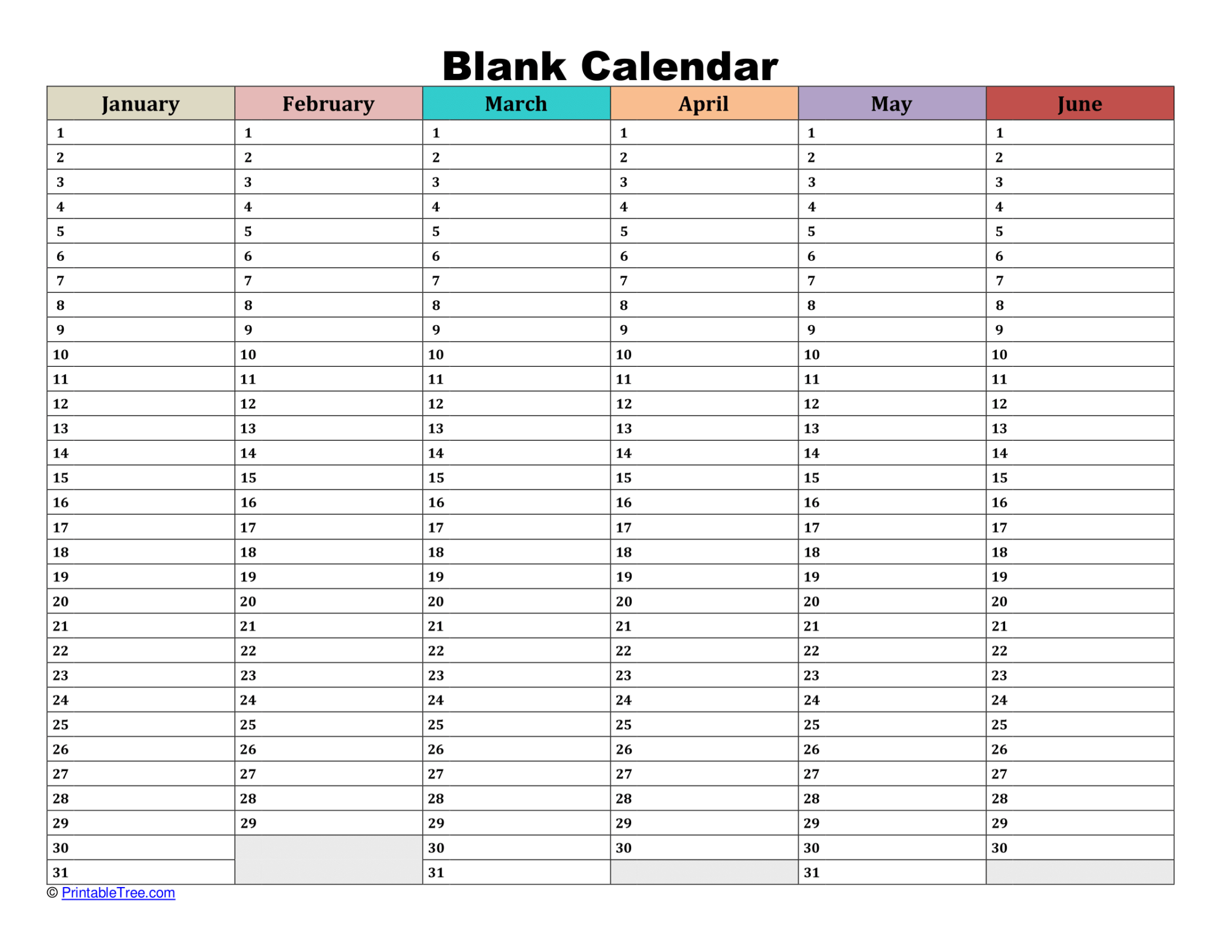 Free Printable Yearly 2025 Blank Calendar Templates PDF - Printable Tree
