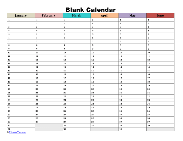Free Printable Yearly 2024 Blank Calendar Templates PDF - Printable Tree