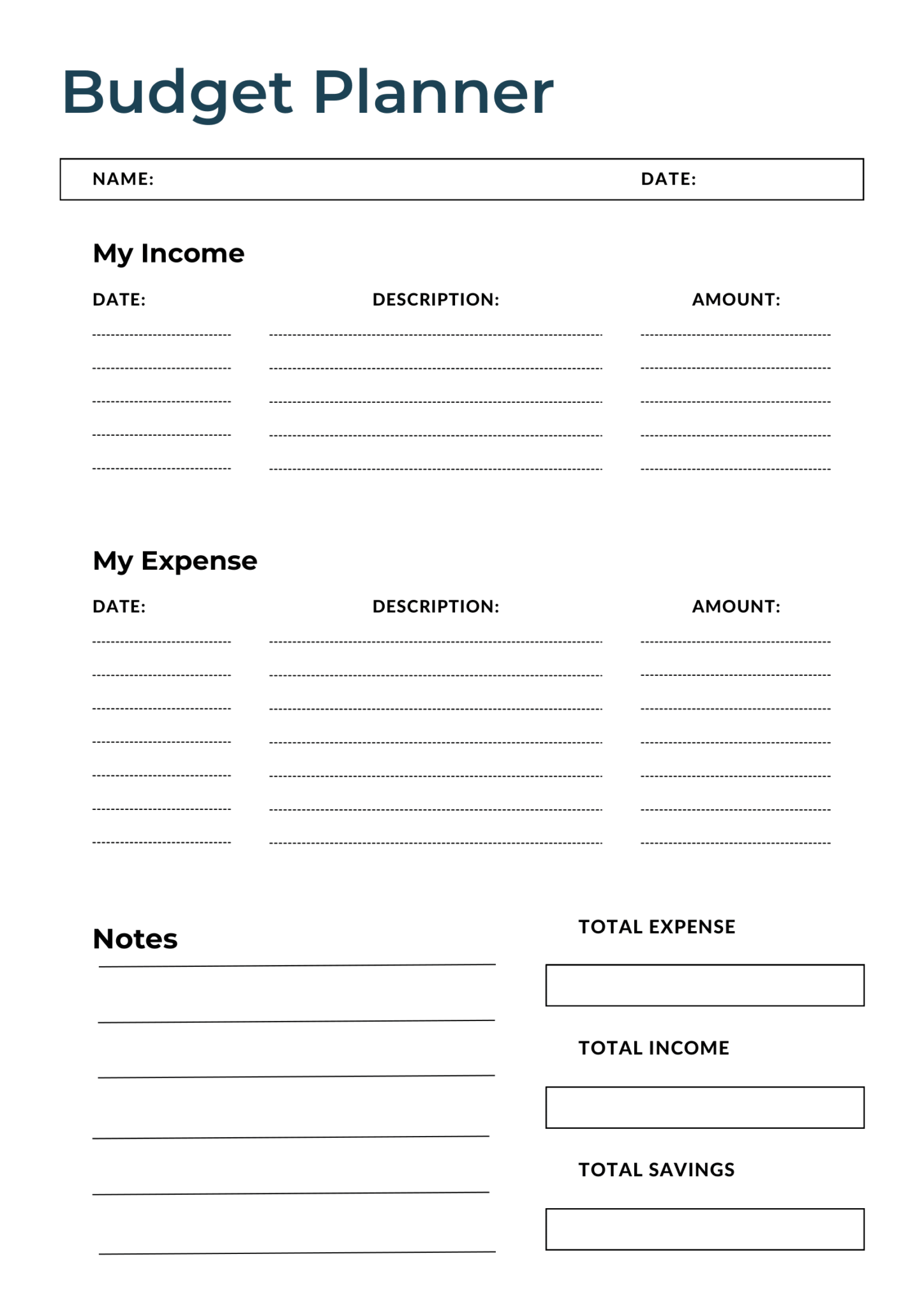 Free Download Printable Monthly Budget Planner PDF Templates