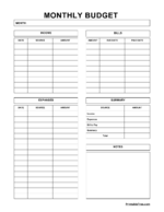 Free Download Printable Monthly Budget Planner PDF Templates