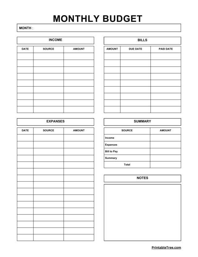 Free Download Printable Monthly Budget Planner PDF Templates