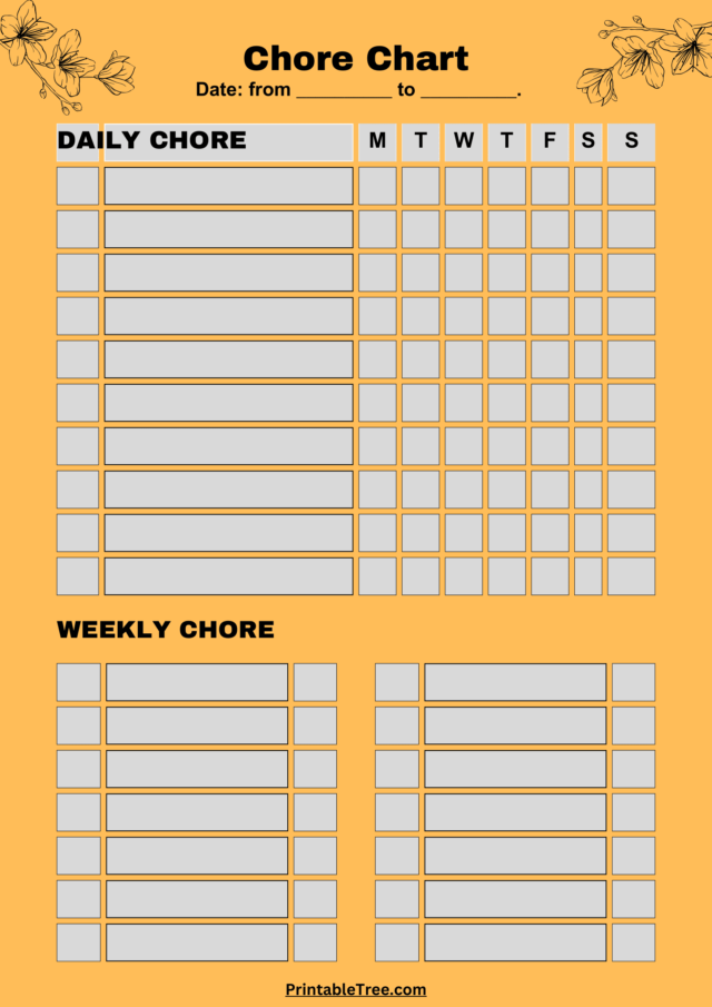 Free Printable Chore Chart PDF Template for Kids
