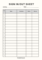 Free Printable Sign-up and Sign-in Sheet PDF Templates