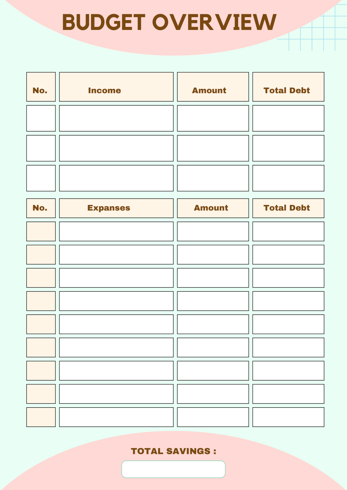 Free Download Printable Monthly Budget Planner PDF Templates