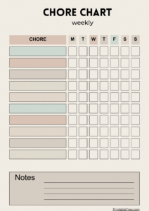 Free Printable Chore Chart PDF Template for Kids