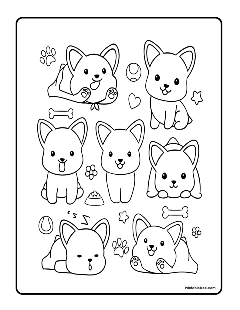 Cute Puppy Coloring Pages Cartoon mini funny