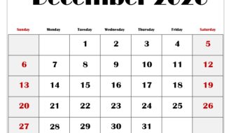 December 2026 Blank Printable Calendar