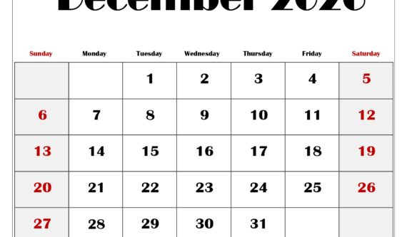 December 2026 Blank Printable Calendar