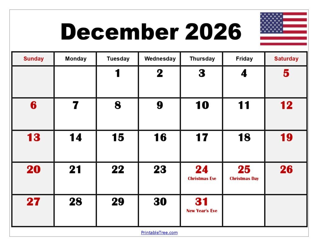 Free 2026 Printable Calendar With Holidays Printable Templates Hub