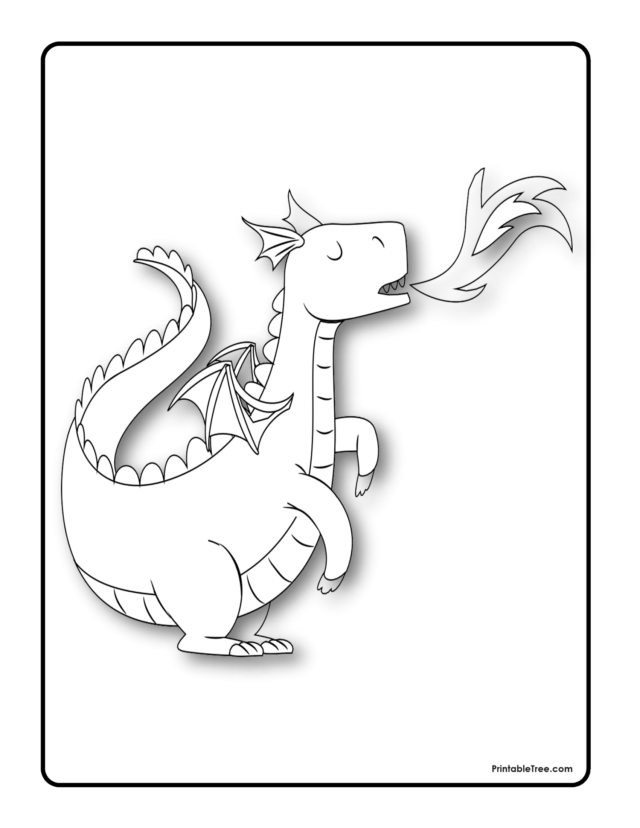Free Printable Dragon Coloring Pages PDF for Kids and Adults
