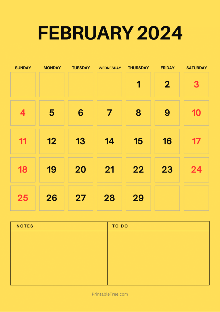 February 2024 Calendar Printable PDF Template With Holidays