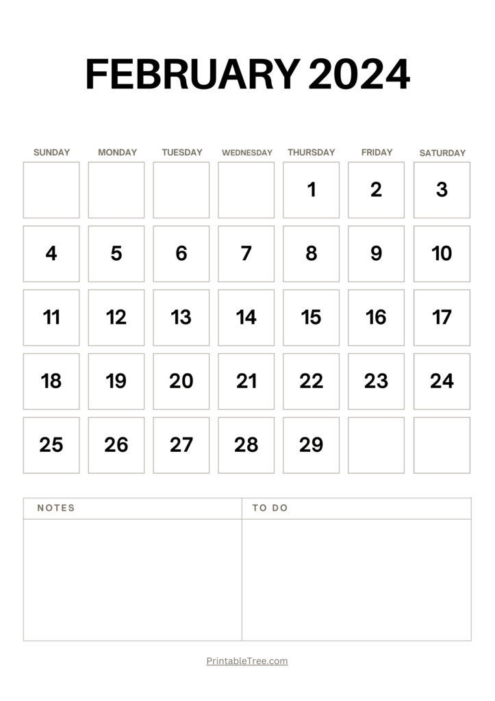 February 2024 Calendar with Notes