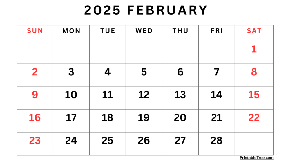 February Week Calendar 2025