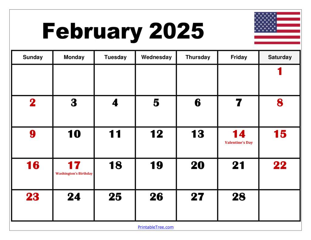 2025 February Calendar With National Holidays Downloadhub