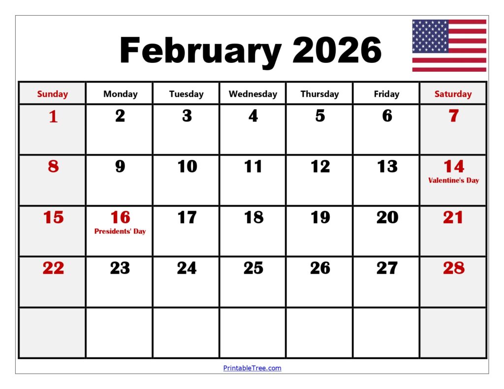 February 2026 Calendar with Holidays