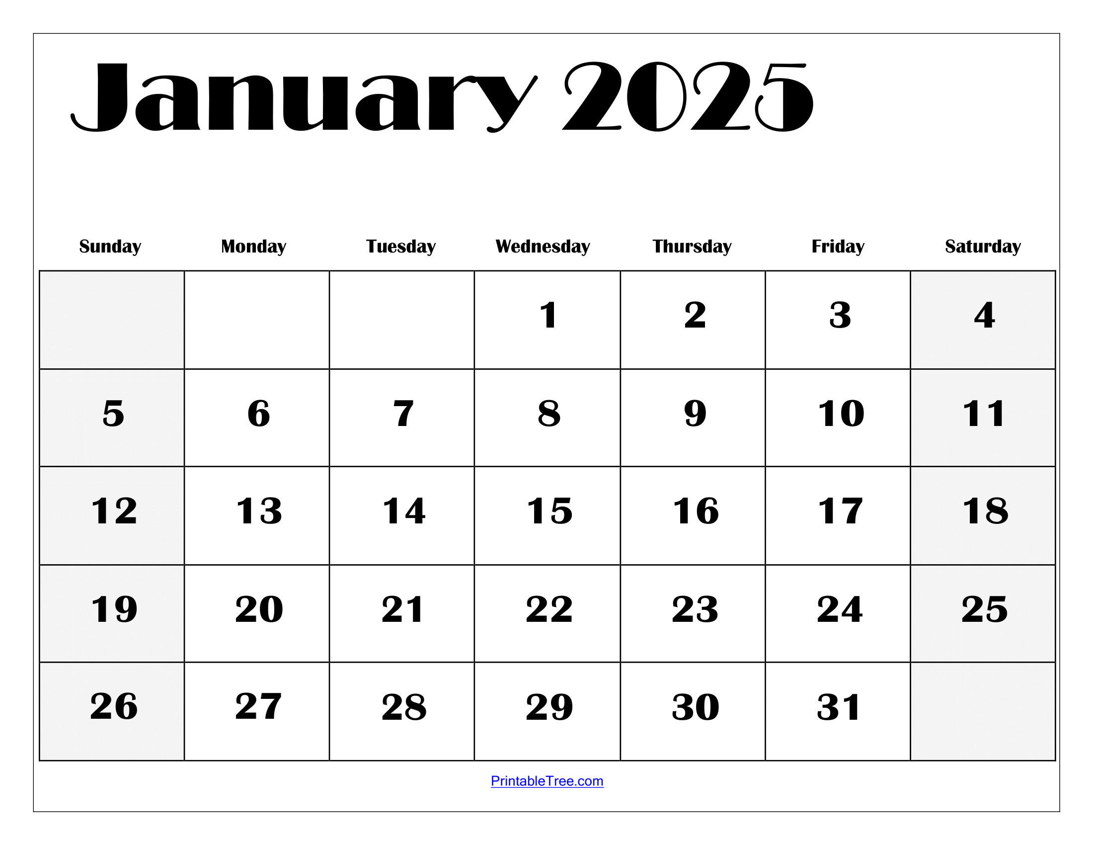 January 2025 Calendar Printable Free Blank myra courtney