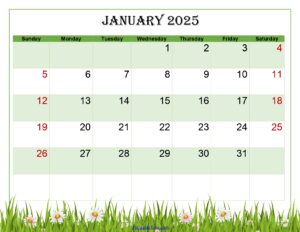 January 2025 Calendar Printable PDF Template with Holidays