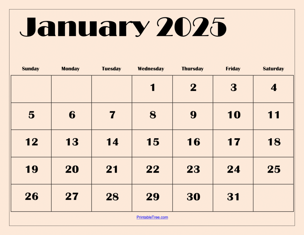 January 2025 Light Pink BG Calendar