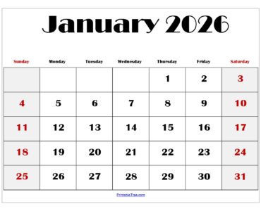 January 2026 Calendar Printable