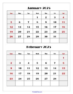 January And February 2025 Calendar 