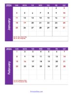 January and February 2026 Calendar Printable PDF | 2 Month Calendar ...