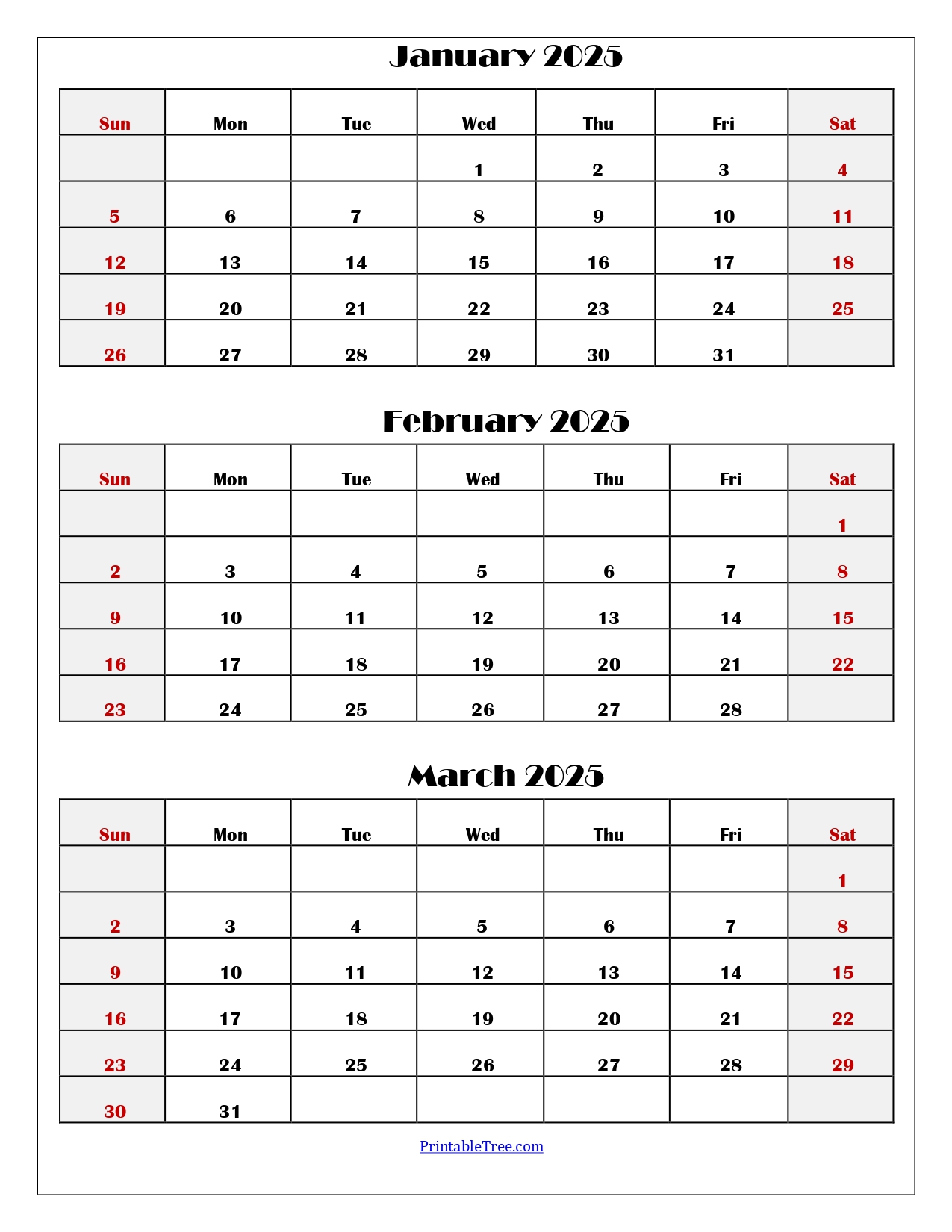 January and February 2025 Calendar Two Months Calendar