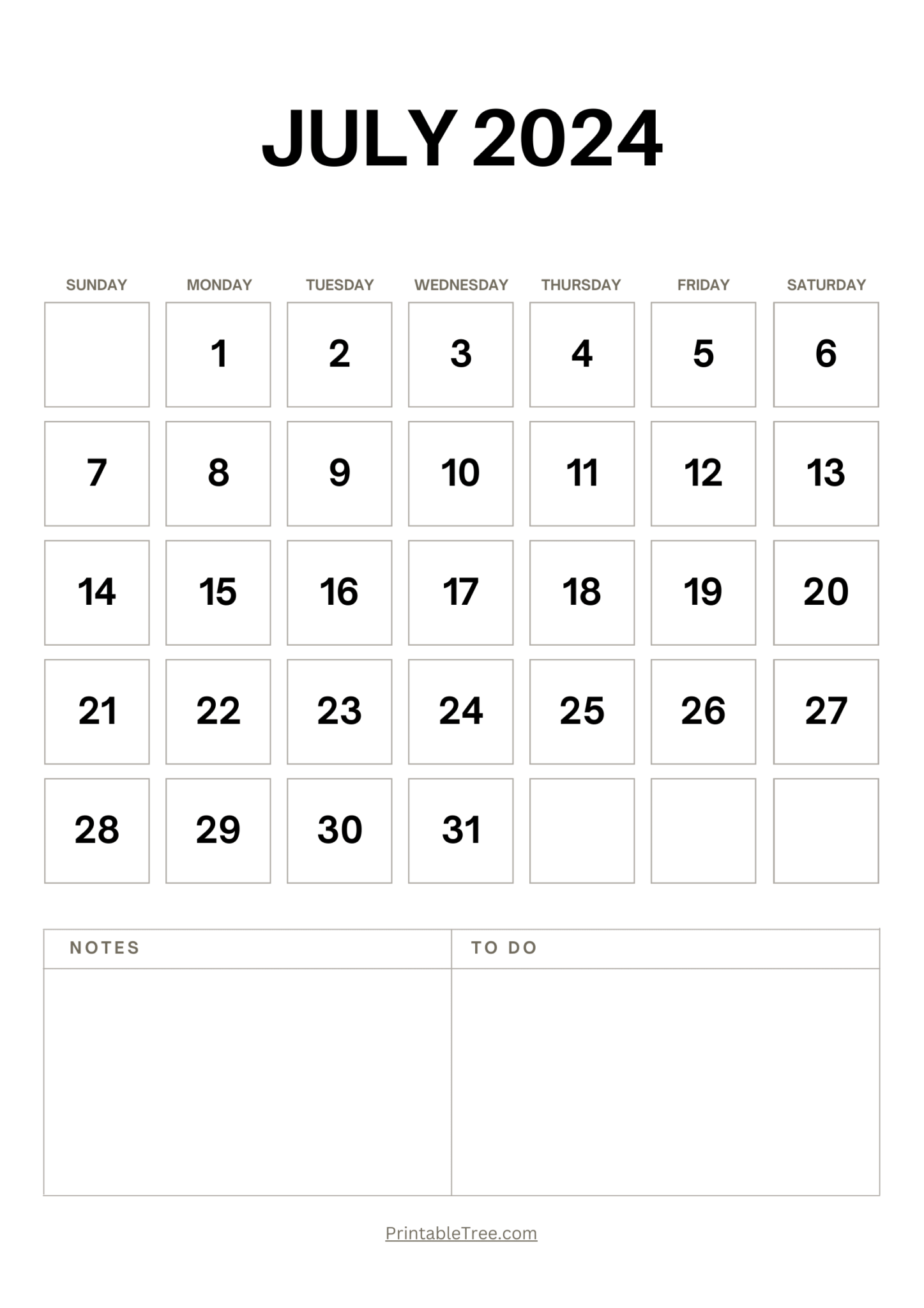 July 2024 Calendar Printable PDF with Holidays Free Template