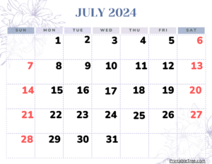 July 2024 Calendar Printable Pdf With Holidays Free Template