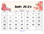 July 2025 Calendar Printable PDF Template with Holidays