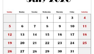 July 2026 Blank Printable Calendar