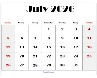 July 2026 Blank Printable Calendar