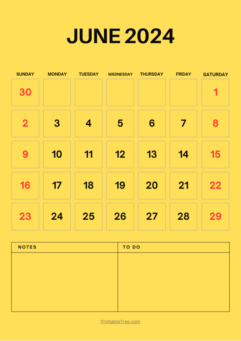 Blank June 2024 Calendar Printable PDF Templates Free Download