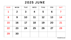 Free June 2025 Calendar Printable PDF Template with Holidays