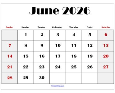 June 2026 Blank Printable Calendar