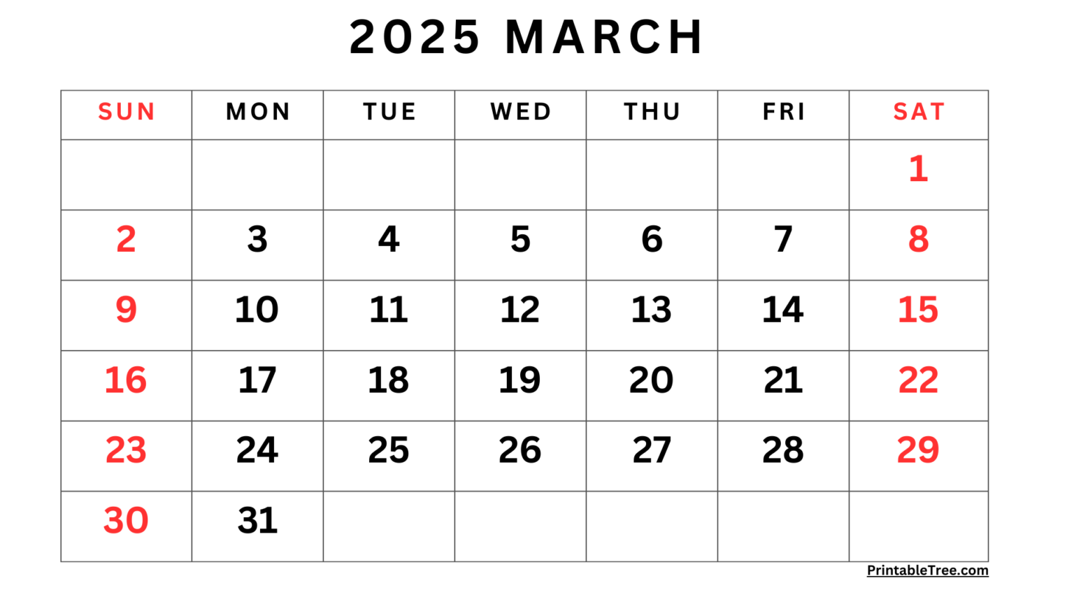 March 2025 Calendar Printable PDF Template with Holidays