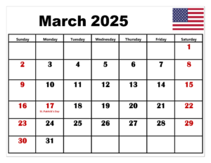 March 2025 Calendar Printable PDF Template with Holidays