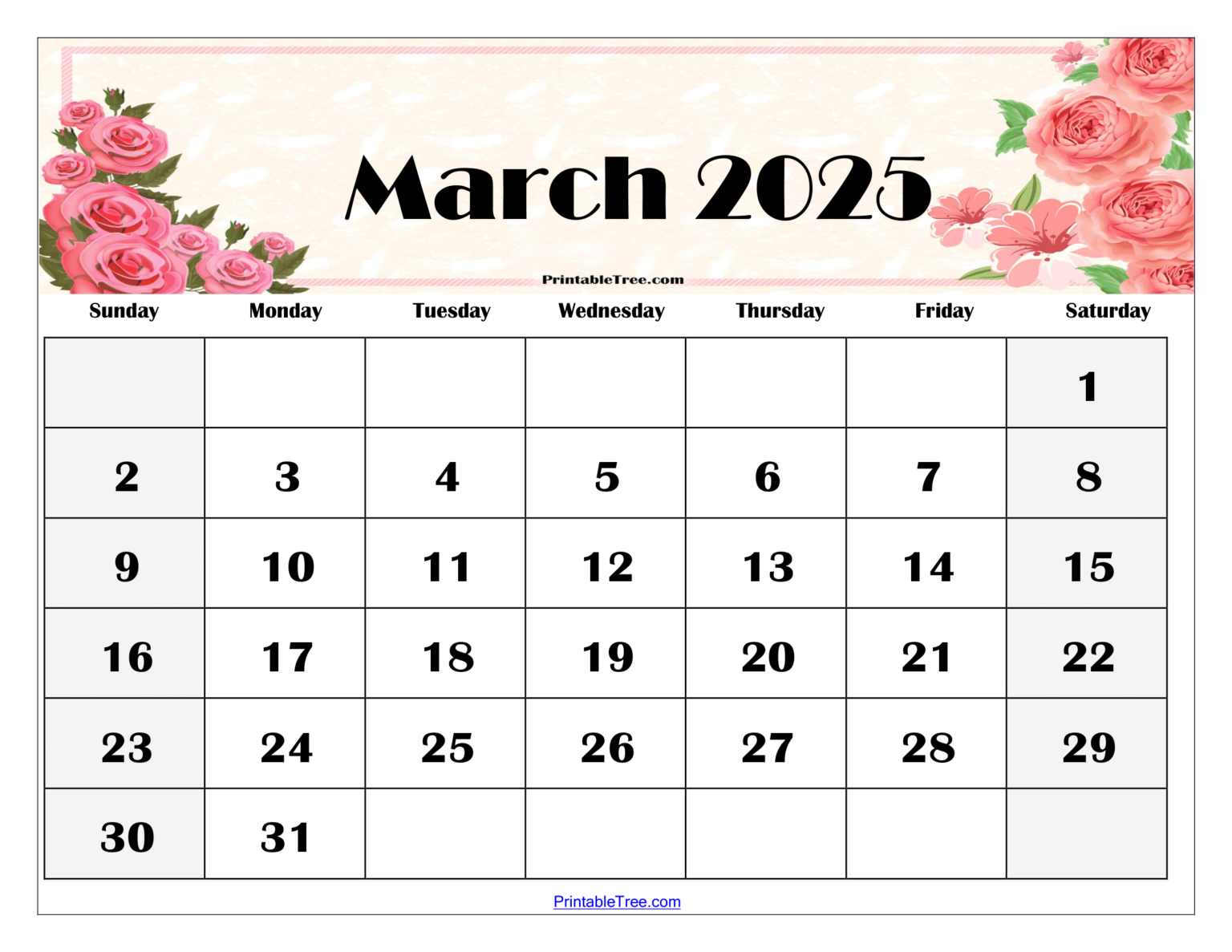 March 2025 Calendar Printable Pdf Download - Hetty Philippe