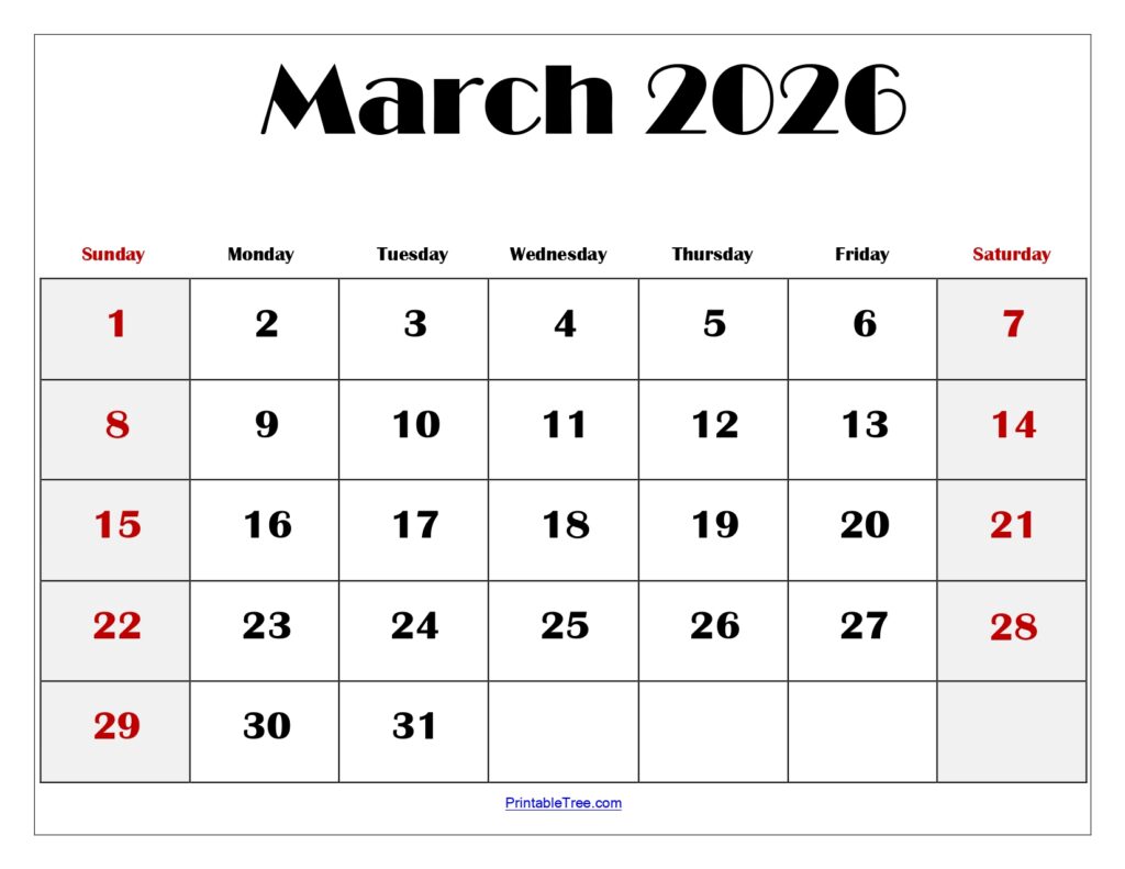 March 2026 Blank Printable Calendar