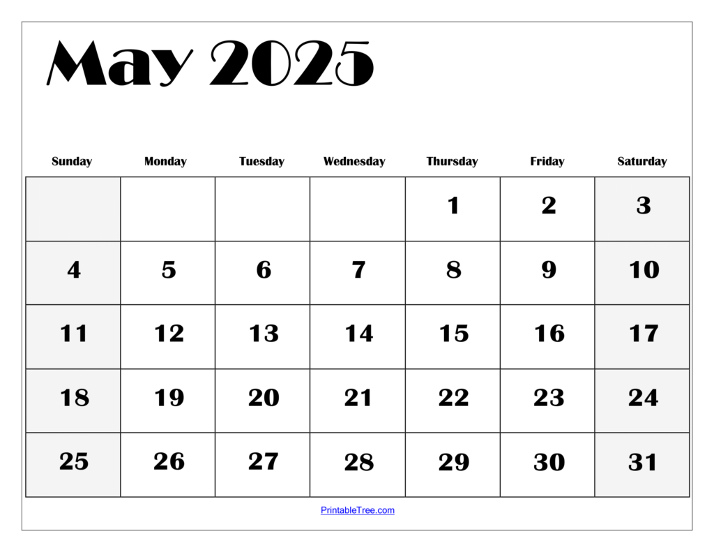 Editable Monthly Calendar May 2025 Pdf