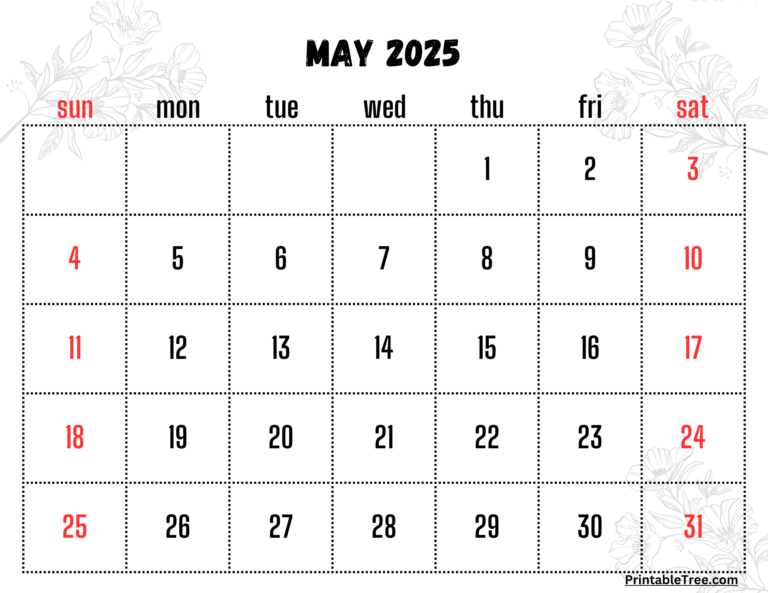 May 2025-May 2025 Calendar Printable