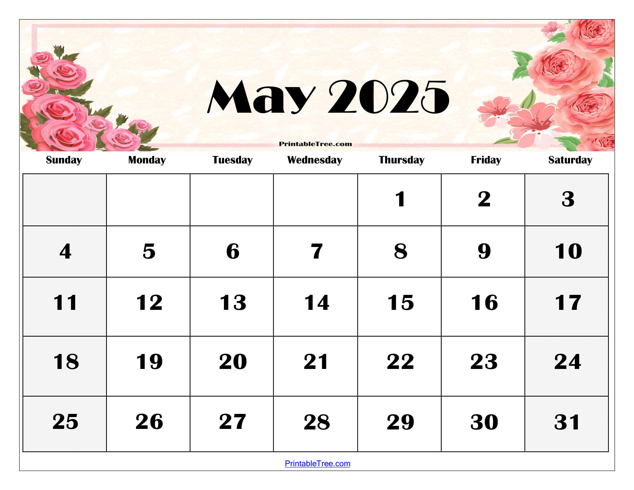 2025 Calendar Printable Free Pdf Decorated Flowers 