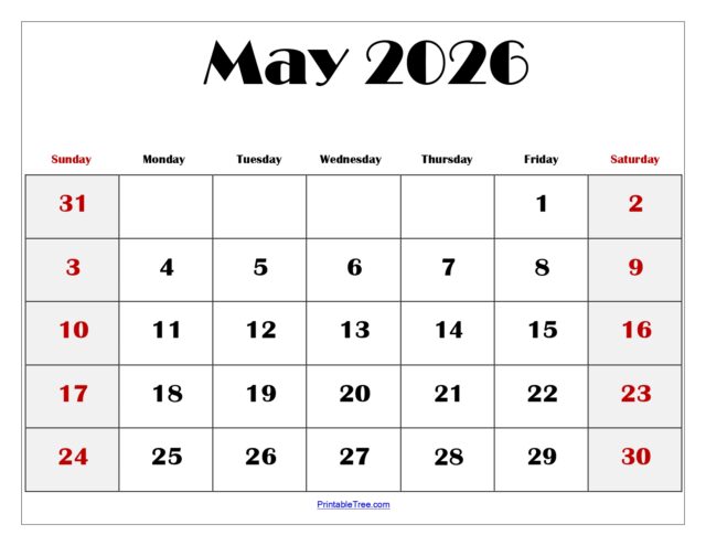 Free Blank Monthly Printable Calendar 2026 Templates