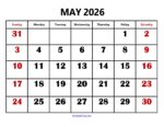 May 2026 Calendar Printable PDF with Holiday Templates Free