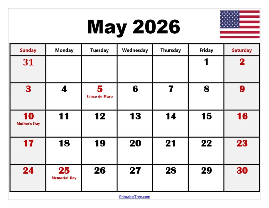 May 2026 Calendar with Holidays