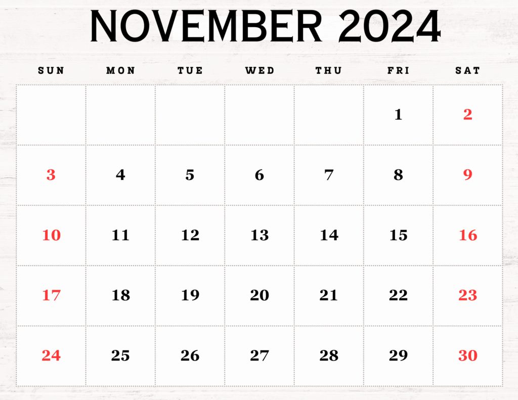 November 2024 Calendar Printable