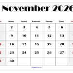 October 2026 Calendar Printable PDF Template