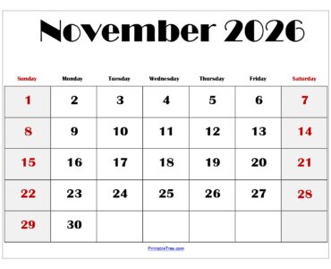 November 2026 Blank Printable Calendar