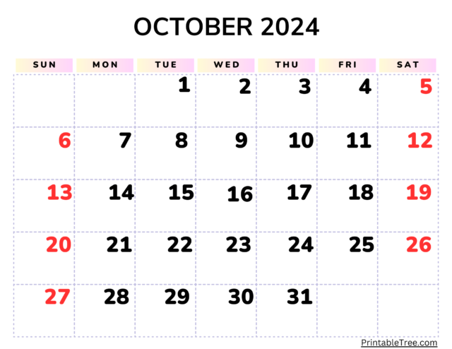 October 2024 Calendar Printable Pdf Free Templates With Holidays